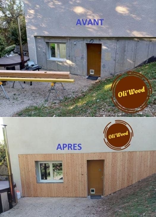 Avant / Après — habillage bois de soubassement