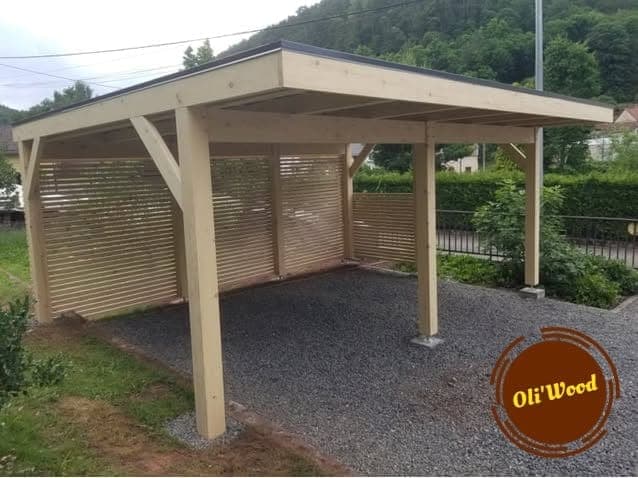 Carport double avec claustra brise-vue