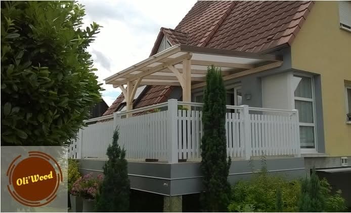 Auvent bois sur terrasse surélevée