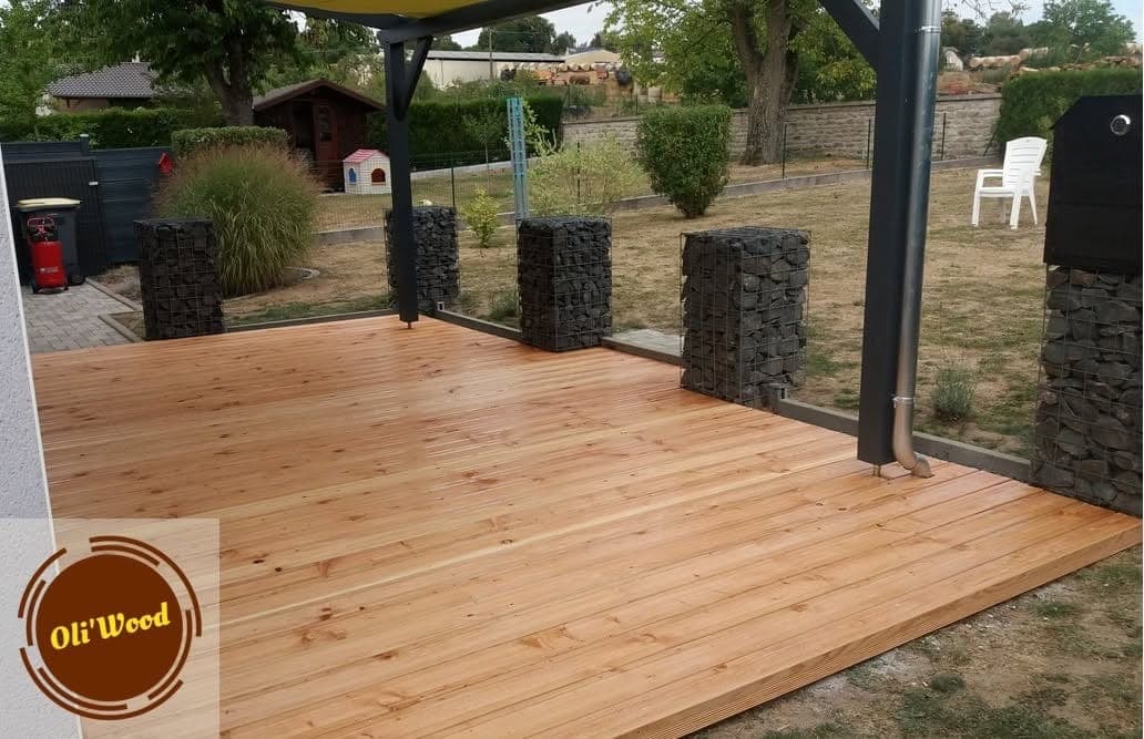 Terrasse en douglas et gabions
